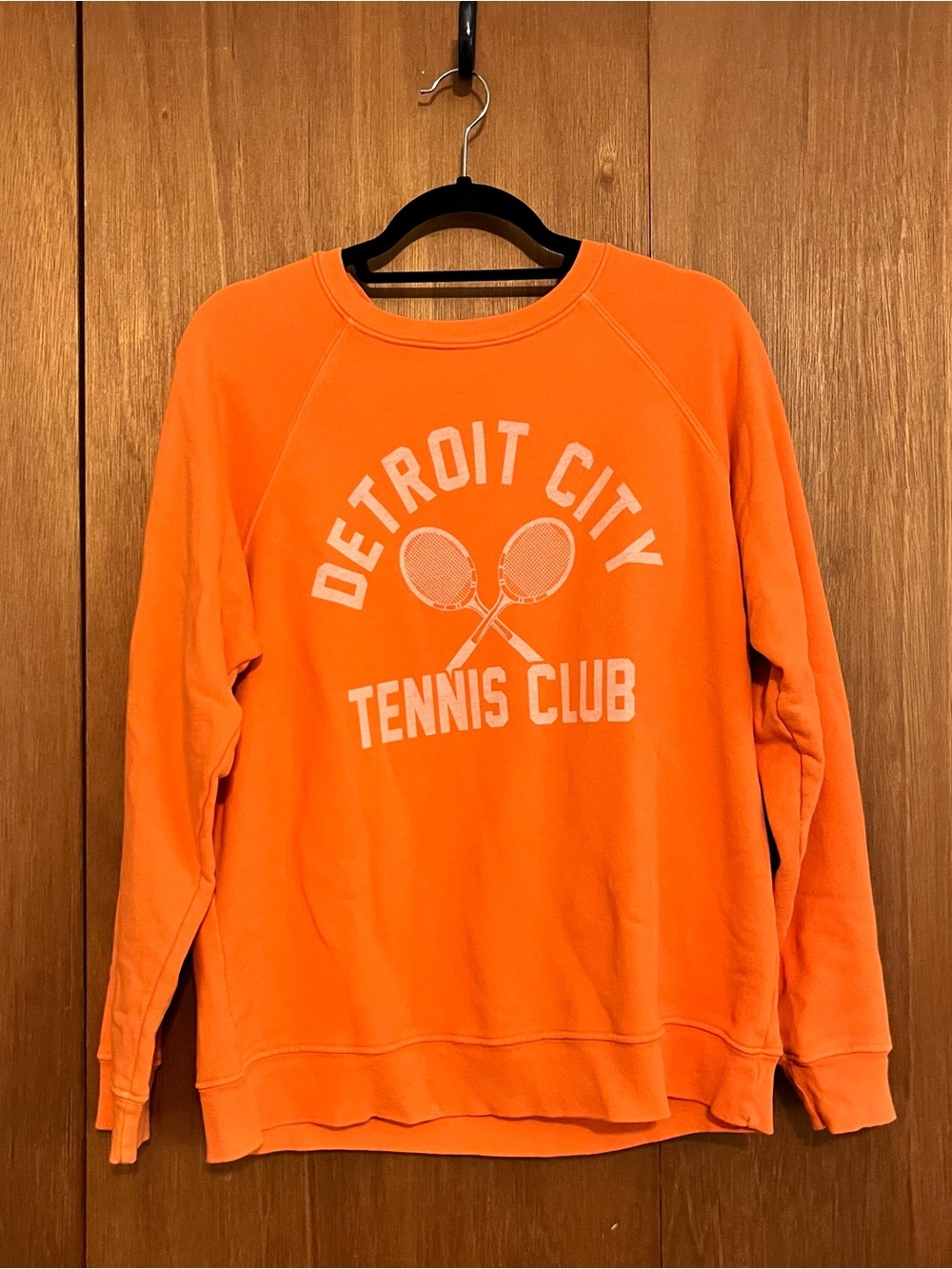 Retrobrand Detroit City Tennis Club Orange Crewneck Sweater, S